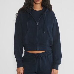 TNA - Aritzia - Cozy Sweatfleece Boyfriend Boxy Zip Hoodie - GD Echo Grey Sz M